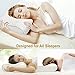 Lunvon Queen Memory Foam Bed Pillow for Sleeping Height Adjustable Cervical Pillow with Pain Relief Design Breathable Cooling Hypoallergenic Cotton Cover Protector CertiPUR-US, White