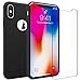 FlexGear Case for iPhone X 360 Slim Hard Case w Soft Touch Coating and Glass Screen Protector, Designed for iPhone X (Matte Black)