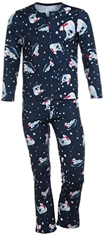 Cityofli Man Polar Bear Pajamas Set, Zipper T shirt Tops + Pants Christmas Family Outfits