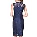 Stanzino Women's 2609NAVYS Sleeveless Lace Dress, Navy, S