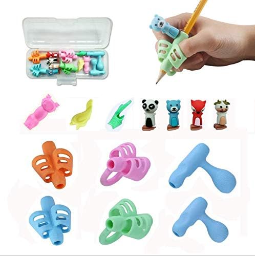 Pencil Grips Ergonomic Finger Gripper Children Handwriting Aid Posture Correction Children Pencil Holder Writing Aid Grip Trainer Assorted 13pcs (Assorted Color)