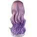 S-noilite Women Long Ombre Pink Purple Wavy Hair Wigs Cosplay Anime Party Costume Pastel Colorful Synthetic Curly Full Wig With Bangs 24inch/60cm