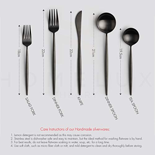 Homelux Theory 18/10 Matte Black Silverware Set Stainless Steel Black
