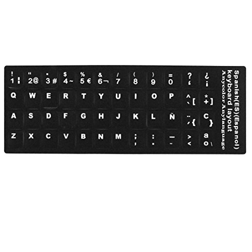 uxcell Desktop Laptop Computer Spanish Keyboard Decal Protector Large Letters Sticker Black