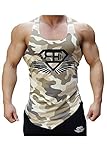 Men Muscle Fitness Gym Stringer Tank Tops Bodybuilding Workout Sleeveless Shirts Camo Yellow L tag XXL