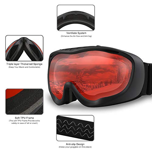 image for AKASO ALKAI Alta Ski Goggles, Snowboard Goggles Anti-Fog, 100% UV Prot