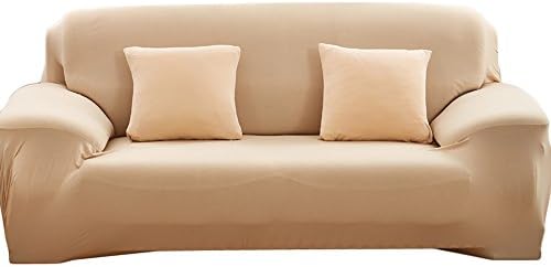 Elvoes Floral Printed Sofa Cover Anti-Slip Elastic Slipcover Stretch Polyester Fabric Soft Furniture Protector Couch Cover (Two seater(57''-72''), Beige)