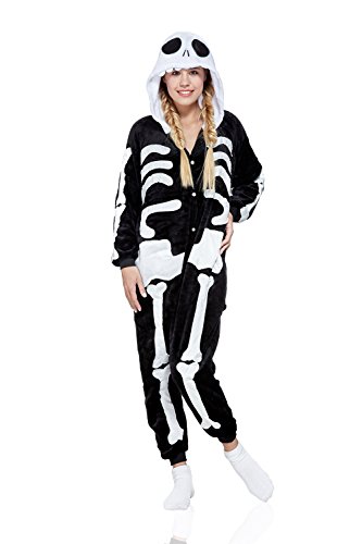 Adult Skeleton Kigurumi Onesie Pajamas Plush Onsie One Piece Cosplay Costume