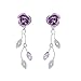 Glamorousky Violet Rose Earrings with Violet Austrian Crystals and Crystal Glass
