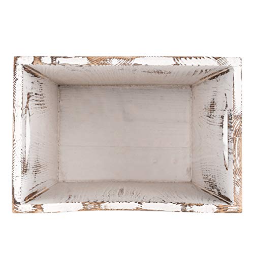 Nandae Wood Square Wastebasket Trash Can Farmhouse Style Recycle Bin for Bedroom, Living Room, Bathroom, Kitchen, Office (Brown White)