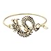 SENFAI Dragon Hook Open Bangle Bracelet Crystal Jewelry 3 tone