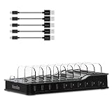 Kavalan 10 Port USB Charging Station Dock & Organizer, Universal Desktop Tablet & Smartphone Multi-Device 10 Port USB Charger Hub with Auto Detect Smart Rapid Charging Technology