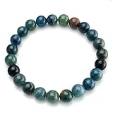 BEADNOVA AAA Grade 6mm Apatite Gemstone Bracelet Semi Precious Gemstone Birthstone Healing Round Beads Stretch Bracelet 7.5