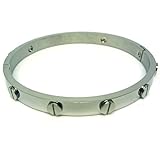 Stainless Steel Love Silver Bangle Bracelet Oval High Polish , Fits 7.0 Inch Wrists