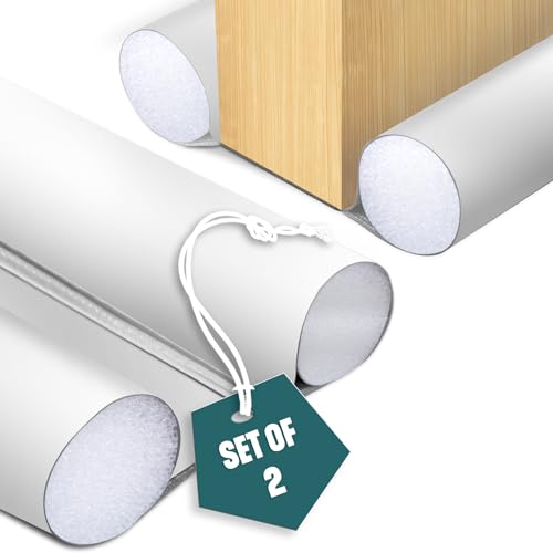 VOUNOT® 2er Set Zugluftstopper für Türen, Türdichtung unten mit Doppeldichtung, zuschneidbare Türbodendichtung, 96 cm, Schallschutz & Kälteschutz, für Wohnung, Haus, Büro, Weiß