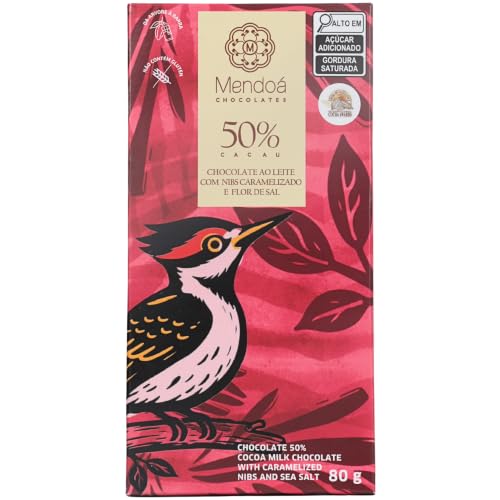 Mendoá, Barra de chocolate premium 50% de cacau ao leite, 80 gramas