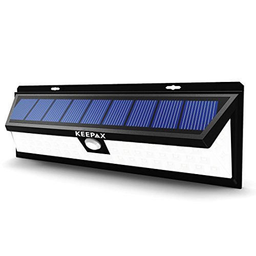 Keepax 54 LED Motion Sensor Solar light With 3 LEDs Both Side, Polycarbonate Lampshade 120 Degree Wide Angle, 1100 Lumens Waterproof Security Wall Lights for Garden Patio Path