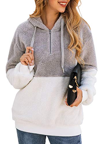 BTFBM Women Hooded Fleece Jacket Pullover Long Sleeve Zip Hoodie Sweatshirt Coat Outwear