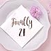 MAGJUCHE Finally 21 Cocktail Napkins, 50-Pack 3ply White Rose Gold 21st Birthday Dinner Celebration Party Decoration Napkin