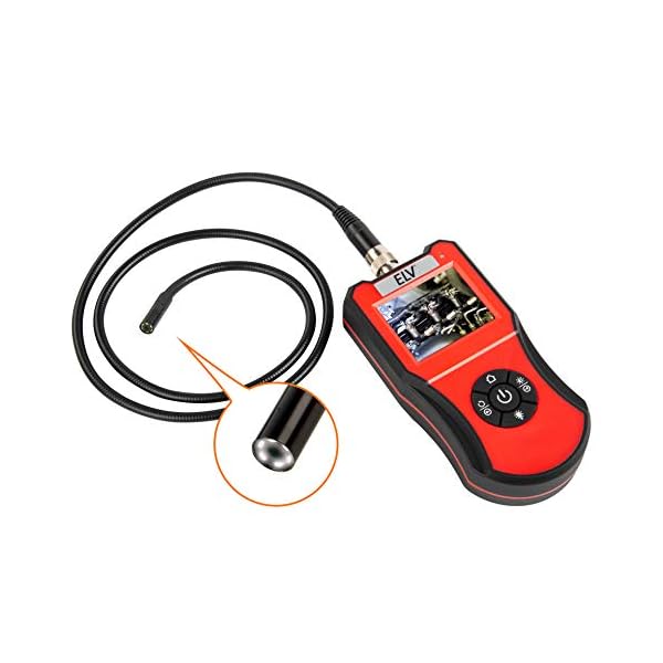 ELV Endoskopkamera EK100, Farbdisplay, 8,5-mm-Mini-Kamera mit LED-Beleuchtung, IP67 Wasserschutz, Rot-Schwarz