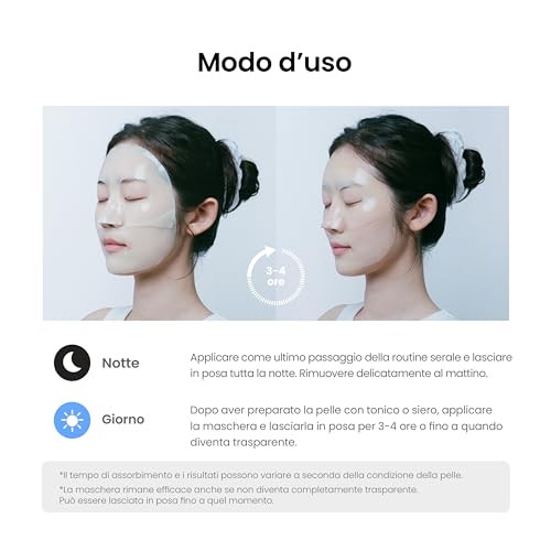 caraseoul Glowganic Pro Collagen Hydrogel Face Mask - Niacinamide (Vitamin B3) and Adenosine, Moisturizing and Brightening, Pore-Minimizing, Korean Skincare, Vegan, Night Face Masks [4 Pieces]