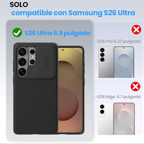 Nillkin CamShield Pro Case for Galaxy S26 Ultra 5G, with Camera Slider Protection, Slim Shockproof Case for Samsung Galaxy S26 Ultra 6.9" (Black)