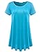 JollieLovin Women's Plus Size Tops Summer Tunic Short Sleeve Loose Fit T-Shirt to Wear with Leggings(Lake Blue,3X)