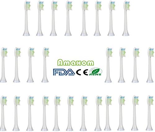 Amaxom Premium Replacement Toothbrush Heads for Philips Sonicare DiamondClean HX6064/05/07/16/26/64(HX6062,HX6063/64) Standard Size Toothbrushes White, 28 Count(7-pack).