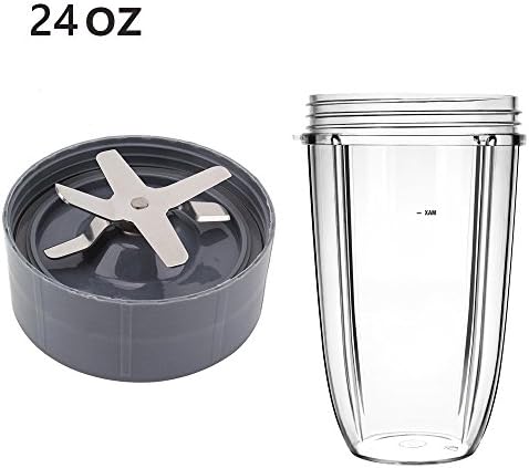 QueenTrade Replacement Cup &amp; Blade Set - 24OZ Tall Cup with Extractor Blade For NutriBullet 600w and Pro 900w Blender (NOT FIT Magic Bullet or Ninja blenders)