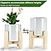 Indoor Plant Stand with Pots, ZOUTOG Mid Century Planter Stands, Beech Plant Stand for Indoor & Outdoor Use, Pots are Included, Pack of 2thumb 3