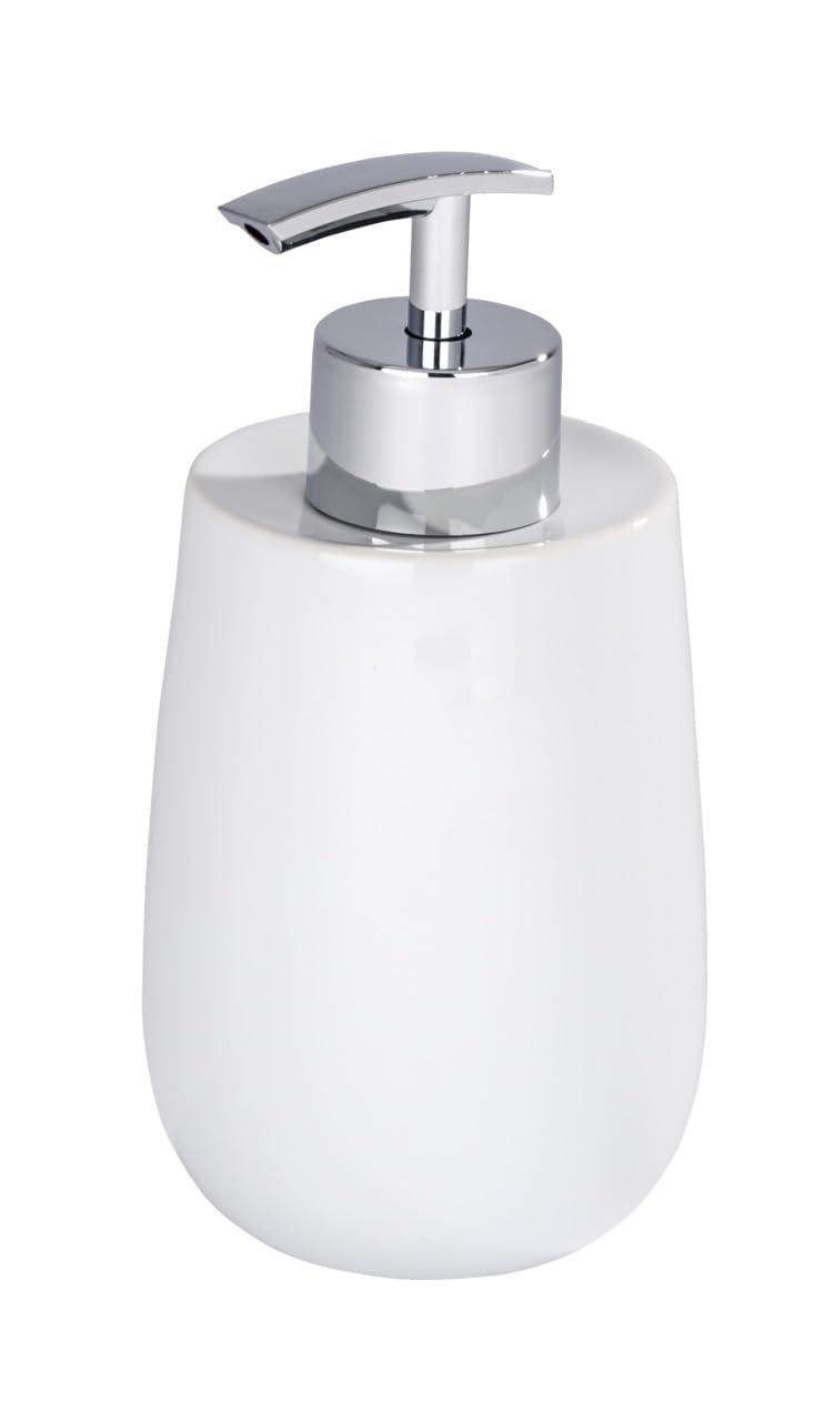 WENKO Malta Soap Dispenser, Ceramic, White, 7 x 7 x 15.2 cm — image 1