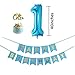 First 1st Birthday Boy Decorations Kit - Boy Color Little Man Kid First Birthday Decorations-Number One Balloon-1st Birthday Cake Topper Birthday Banner Pom Poms Balloons Baby Shower Decor (m, Blue)