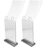 VILLCASE Acrylic Multi-Page Menu Clip Display Stand Detachable Tabletop Sign Holder for Restaurants Cafes Bars Clear Acrylic Menu Holder 8.26X4.52X2.36 Inches