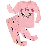 A&J DESIGN Kids Girls Cat Pajamas 2 Piece Sets (5, Cat)