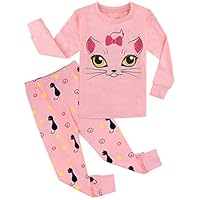 A&J DESIGN Kids Girls Cat Pajamas 2 Piece Sets (5, Cat)