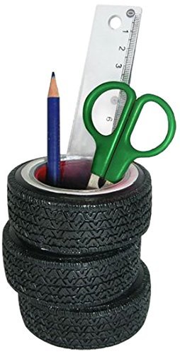 Tire Stack Pen Pencil Holder - Solid Resin Desktop Accessory for Office, Counter, Garage or Workshop by Sunbelt Gifts