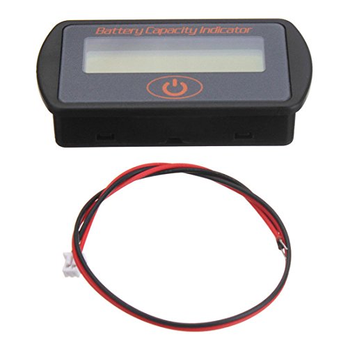 GCARTOUR Battery Capacity Indicator, Digital LCD Display, 12V 24V 36V 48V Lead-Acid Lithium Battery Fuel Gauge Monitor Meter Voltmeter Tester for Auto Motorcycle Vehicle Golf Cart Car(Grey, 36V)