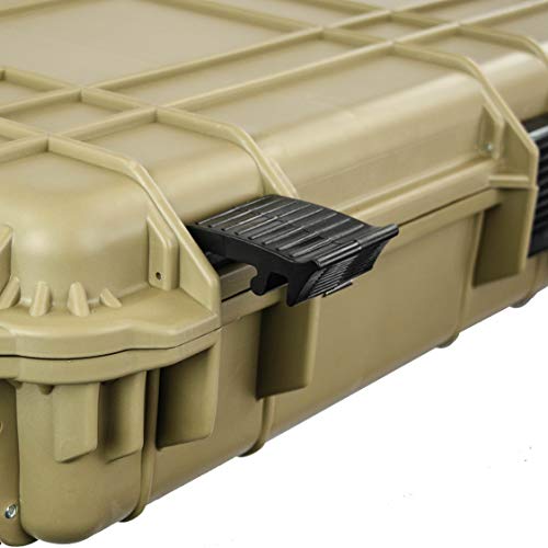 Eylar 44 Inch Protective Roller Tactical Rifle Hard Case with Foam, Mil-Spec Waterproof & Crushproof, Two Rifles Or Multiple Guns, Pressure Valve with TSA Approved Lockable Fittings Tan