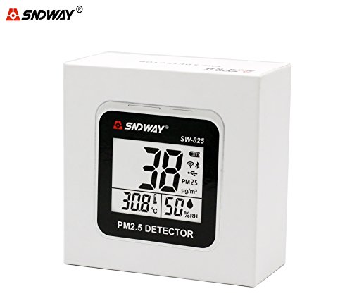 SNDWAY SW-825 Portable Digital PM2.5 PM10 Detector Meter, Temperature, Humidity Air Quality Meter with Alarm Function