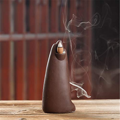 Backflow Ceramic Incense Holder Waterfall Incense Burner with 50 Backflow Incense Cones 40 Incense Sticks 1 Tweezers 1 Pad, Mountain Tower Censer Aromatherapy Ornament Home Decor