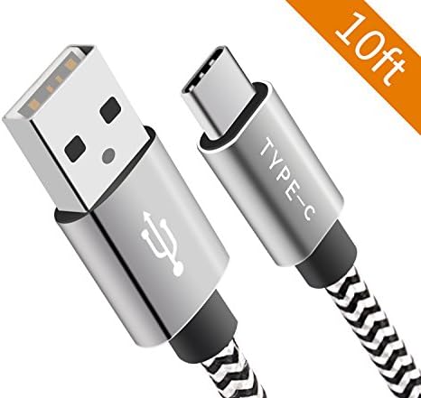 Charger Cable for Samsung Galaxy Note 8, LG V30 G6, USB Type C 10ft Nylon Braided Charging Cord for Samsung Galaxy S9 S8 S8+,Nexus 6P 5X, Nintendo Switch, Google Pixel 2 XL,Macbook, Power Bank