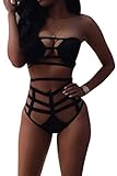 Yonala Women's Hollow Out Bandage Bodycon Bikini Set Swimsuit Swimwear