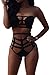 Yonala Women's Hollow Out Bandage Bodycon Bikini Set Swimsuit Swimwear Black M