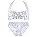 Fin Fun Sea Wave Bikini Set, Iridescent Silver, Girl's Medium