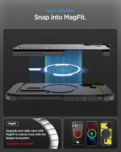 Spigen Tough Armor T MagFit designed for iPhone 17 case cover [MagSafe compatible] with [Capacitive Camera Control Button] and Kickstand - Black