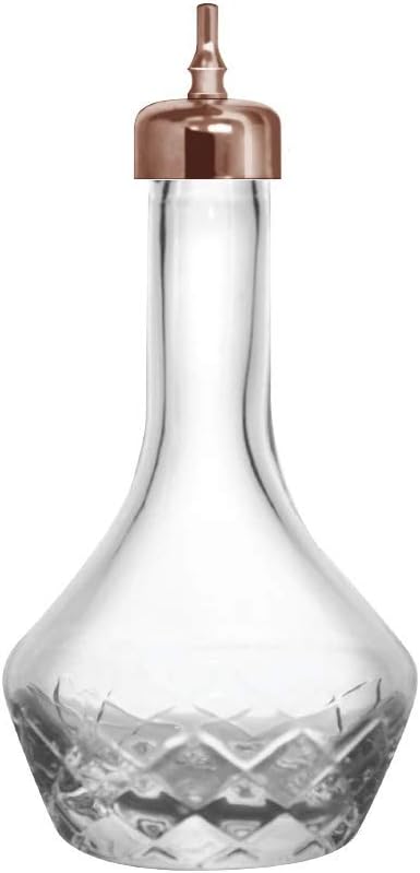Uber Bar Tools. Bitters Bottle. Copper Top, Patterned Glass. Cocktails, Drinks. 90mL Capacity