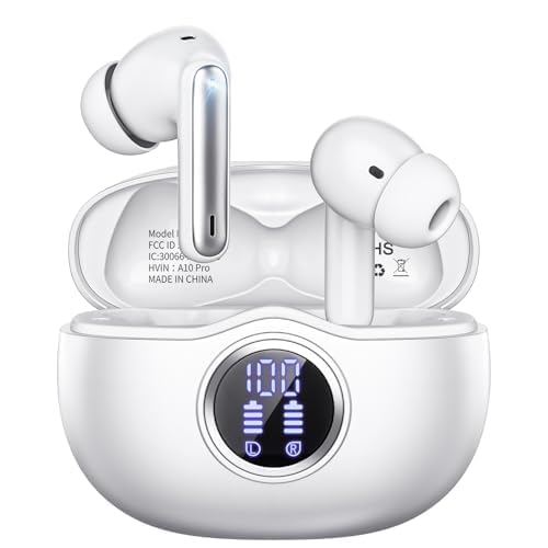 Photo 1 of ***FACTORY SEALED*** Wireless Earbuds, Bluetooth 5.3 Headphones HiFi Stereo 50H Playback LED Digital Display Ear Buds with ENC Noise Canceling Headset, IPX7 Waterproof Earphones for Gym/Running/Work (White)