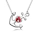 YFN 925 Sterling Silver Ship Anchor Pendant Necklace with Created Ruby Jewelry for Women