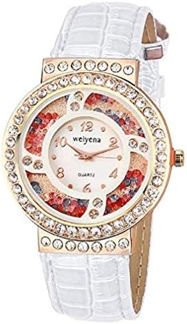 Fashion Clearance Watch! Noopvan Womens Quartz Watches Ladies Teen Girls Female Fashion Minimalist Casual Quartz Analog Alloy Wrist Watch Round Diamond Dial Leather Band X27 (White)