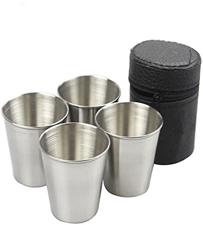 Dobee Stainless Steel 2oz Measure Cup Shot Glass, set of 4